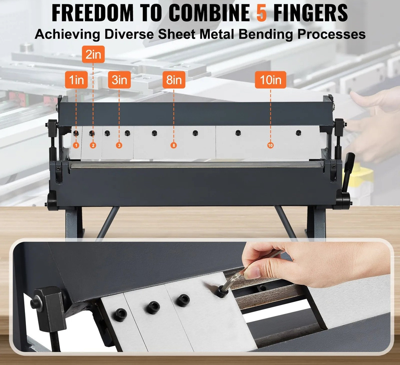 Box and Pan Brake, 24‑Inch, 0–135° Bending Range, 20‑Gauge Steel / 14‑Gauge Aluminum Capacity