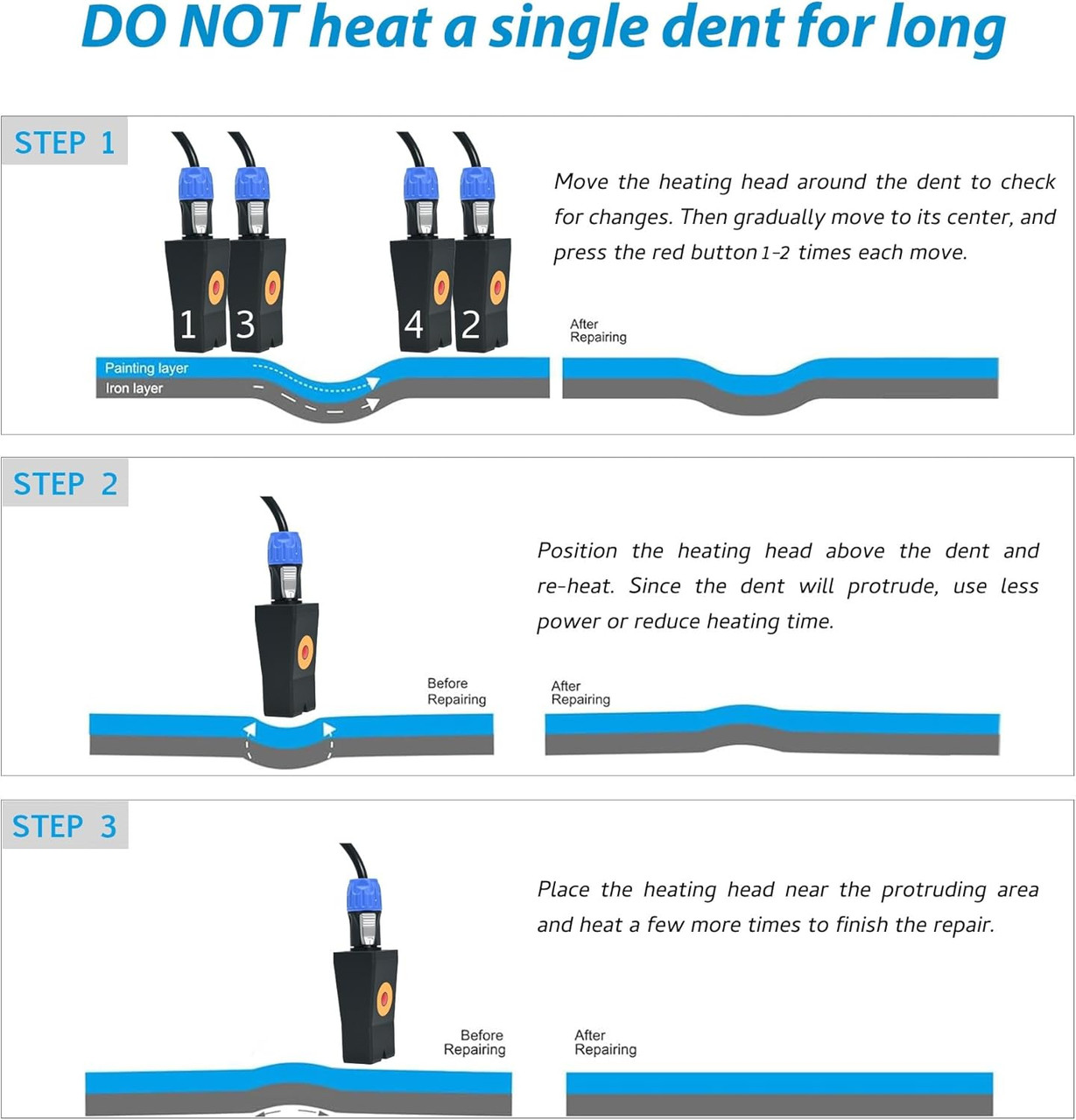 Car Paintless Dent Removal PDR Kit, 1.38KW Induction Heater, Portable Auto Body Repair Tool