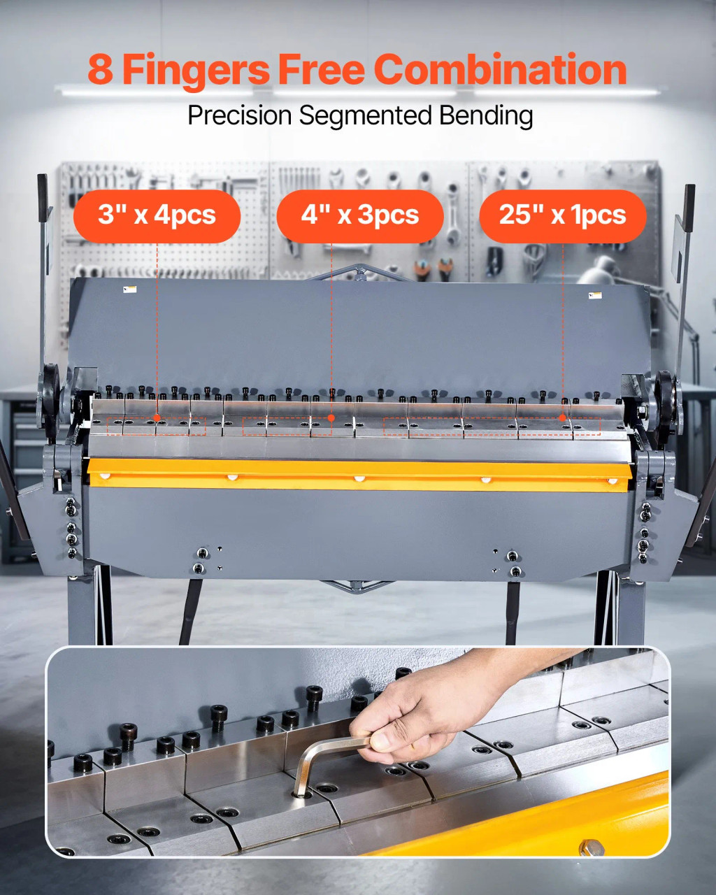 Box and Pan Brake, 48-Inch, 12-Gauge Mild Steel Capacity, 8 Fingers, 0-135° Adjustable