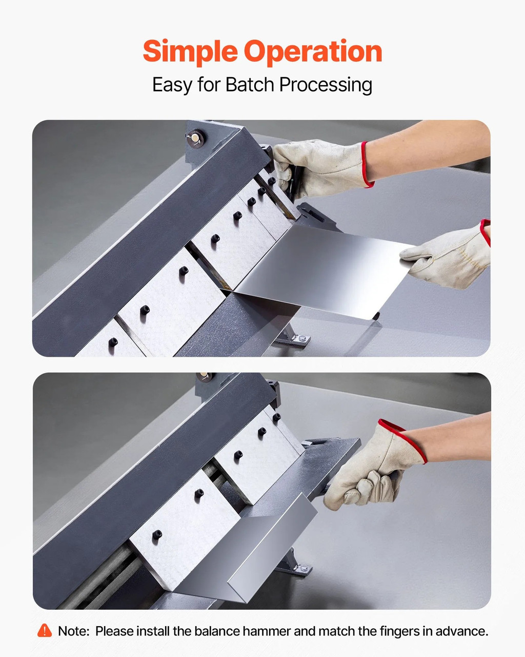 Box and Pan Brake, 36‑Inch, 16‑Gauge Mild Steel Capacity, 6 Fingers, 0–135° Adjustable