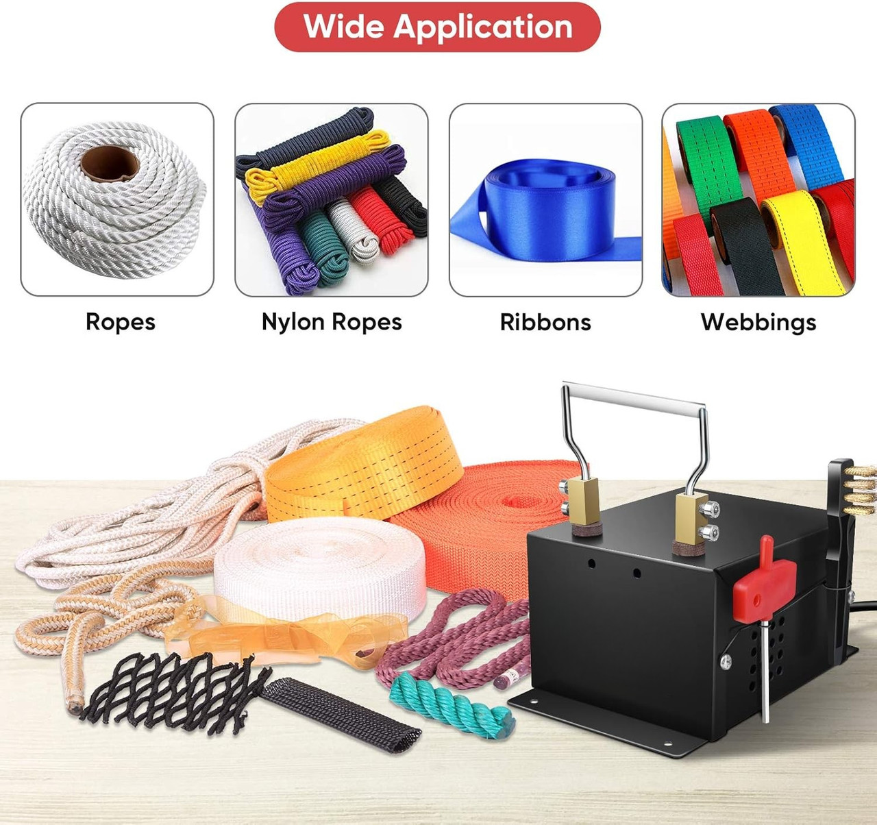 Electric Rope Cutter, 60W Hot Knife Thermal Blade, Bench‑Mount Cutting Tool Kit (RM‑026)