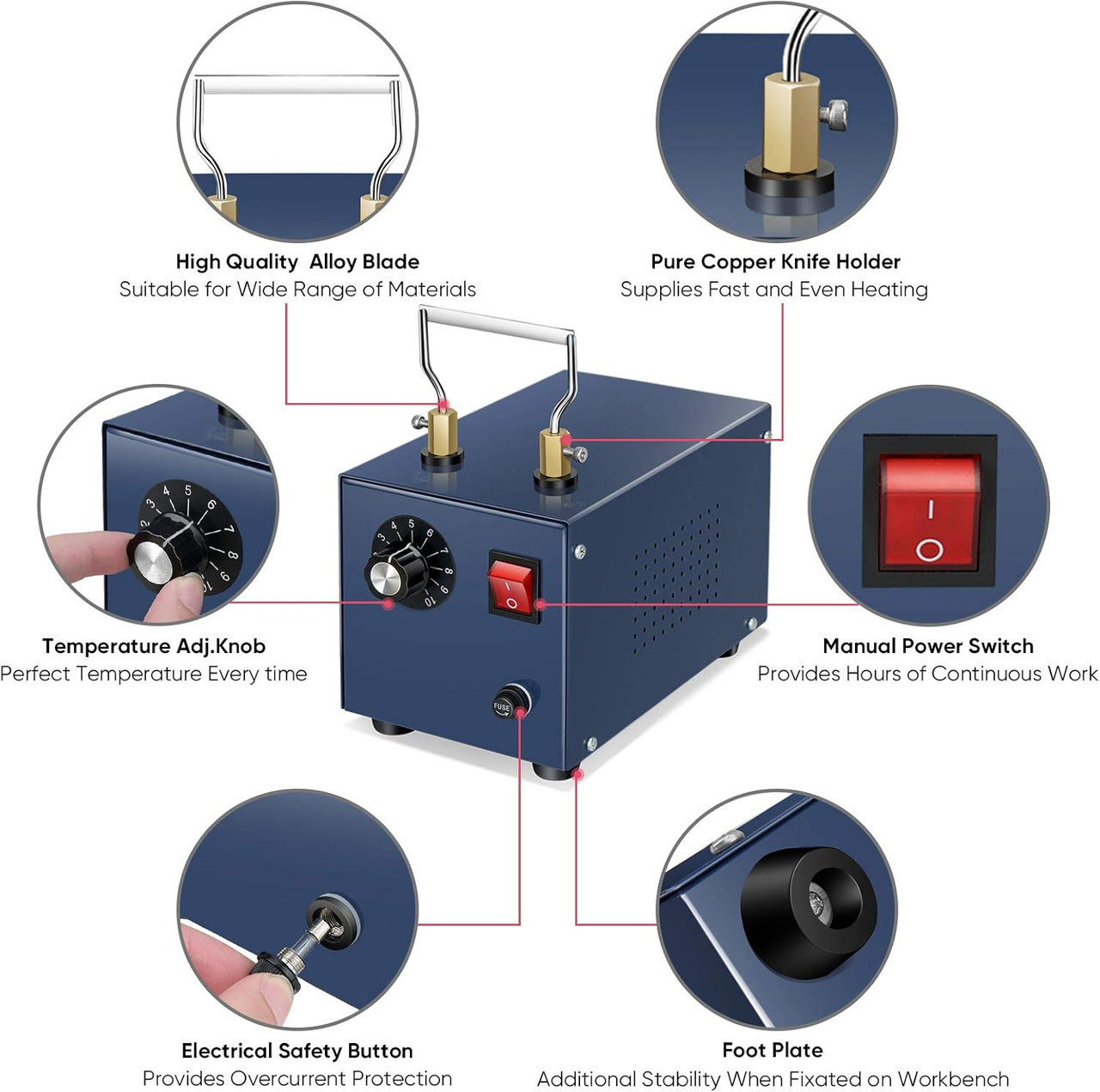 Electric Rope Cutter, 160W Adjustable Hot Knife Thermal Blade, Bench‑Mount Cutting Tool Kit (RM‑025)