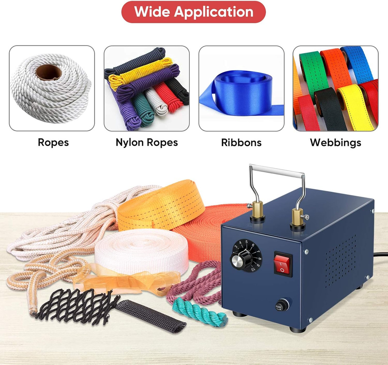 Electric Rope Cutter, 160W Adjustable Hot Knife Thermal Blade, Bench‑Mount Cutting Tool Kit (RM‑025)