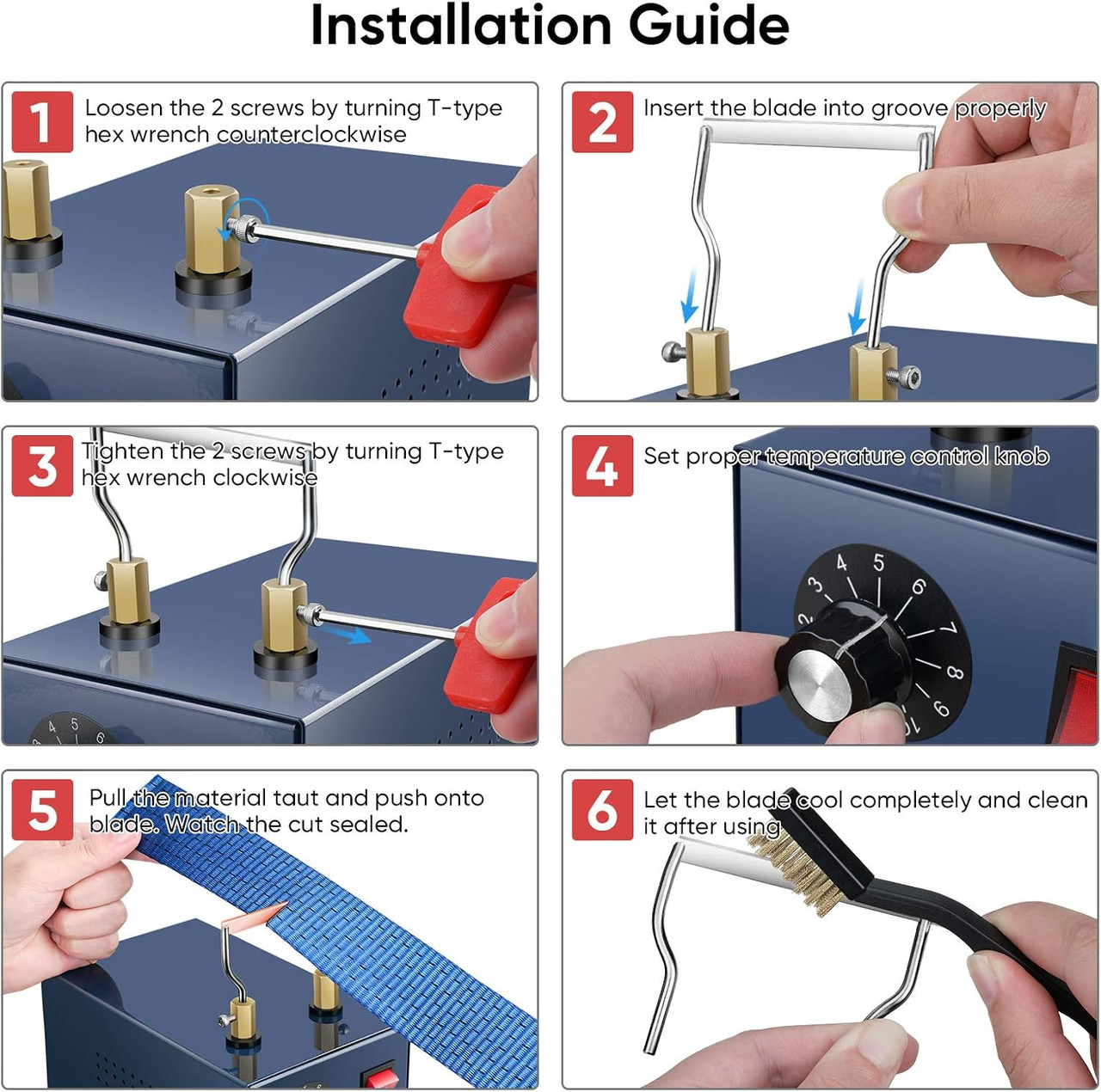 Electric Rope Cutter, 160W Adjustable Hot Knife Thermal Blade, Bench‑Mount Cutting Tool Kit (RM‑025)