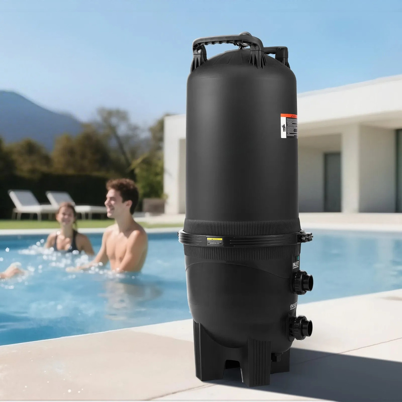 Cartridge Pool Filter, 725 Sq.Ft Area, 21207 GPH, Leak‑Proof Housing, Pressure Gauge & Relief Valve