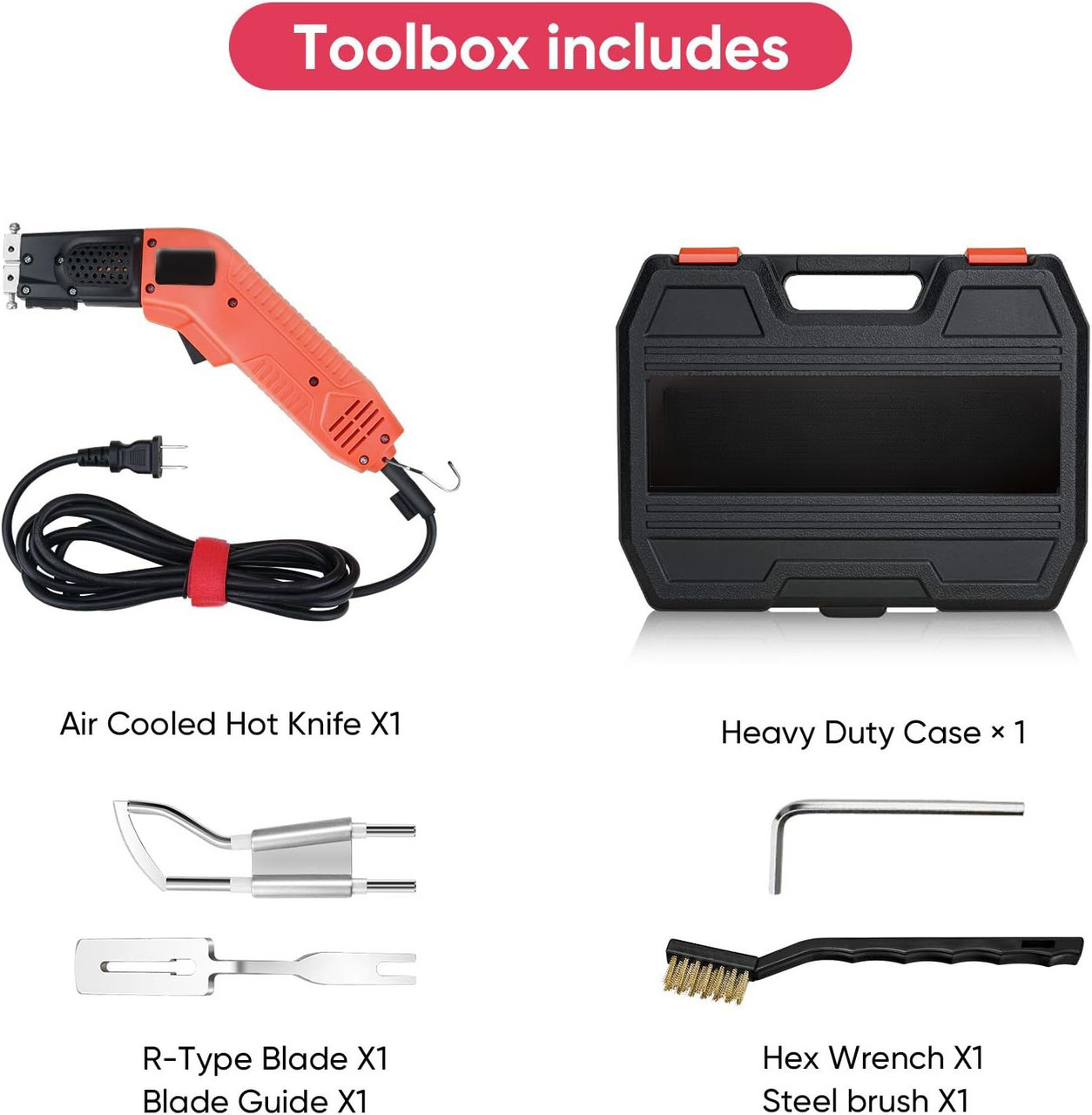 Fabric & Rope Cutter, 100W Air-Cooled Adjustable Hot Knife, Cutting Tool Kit (RM-015)
