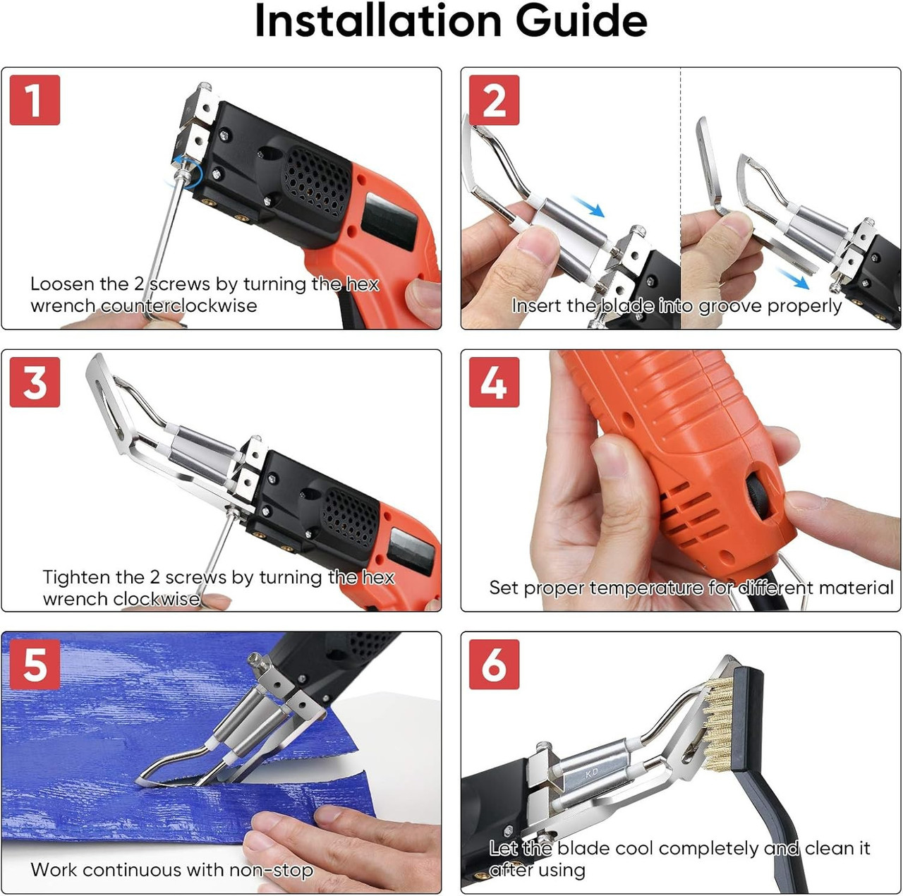 Fabric & Rope Cutter, 100W Air‑Cooled Adjustable Hot Knife, Cutting Tool Kit (RM‑015)