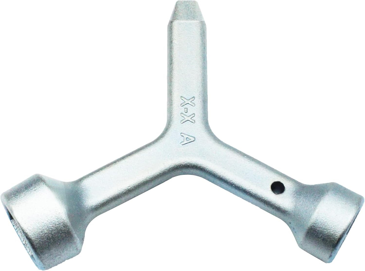 Meter Curb Box Key MKF2, Pentagonal Wrench for Water & Electric Meter Lids (Silver, 1 Pc)
