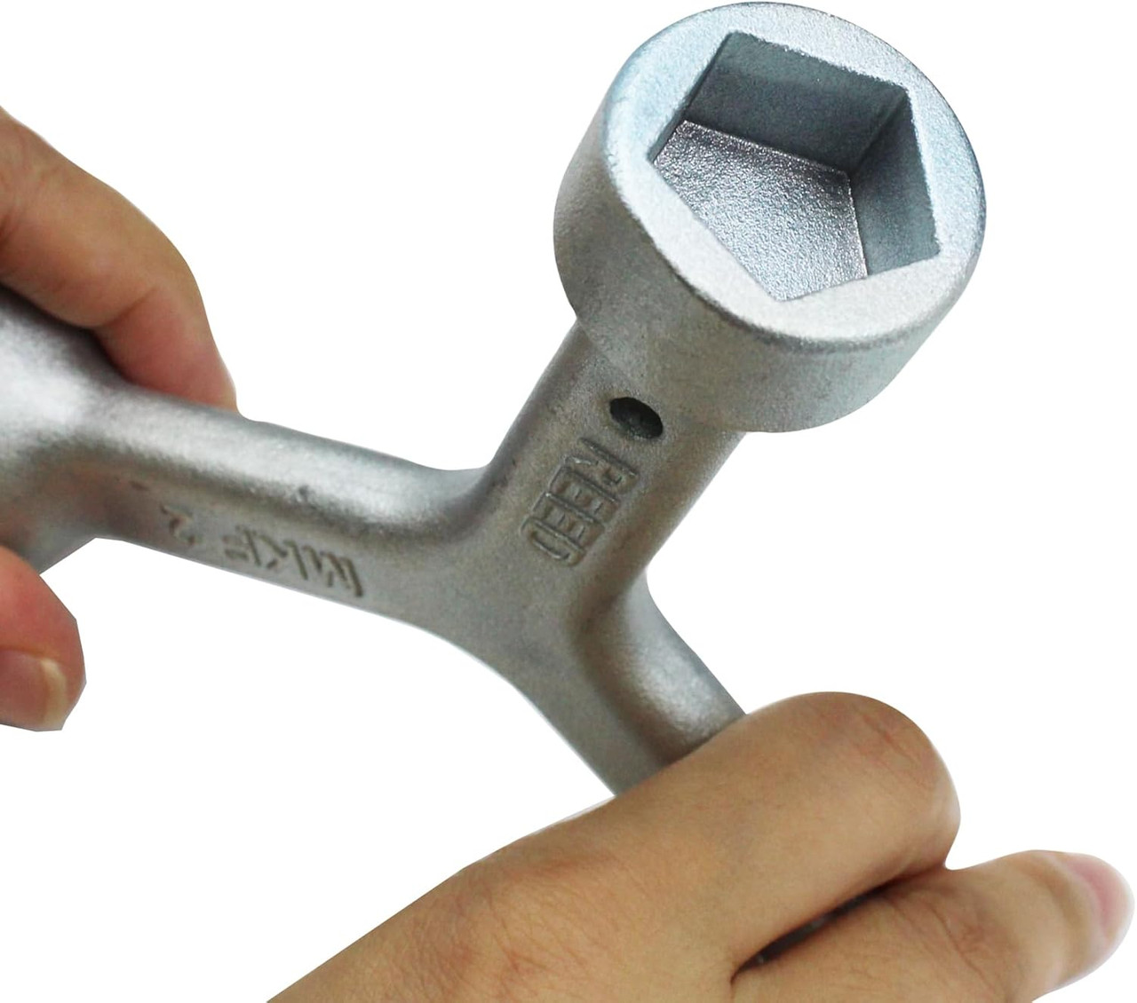 Meter Curb Box Key MKF2, Pentagonal Wrench for Water & Electric Meter Lids (Silver, 1 Pc)