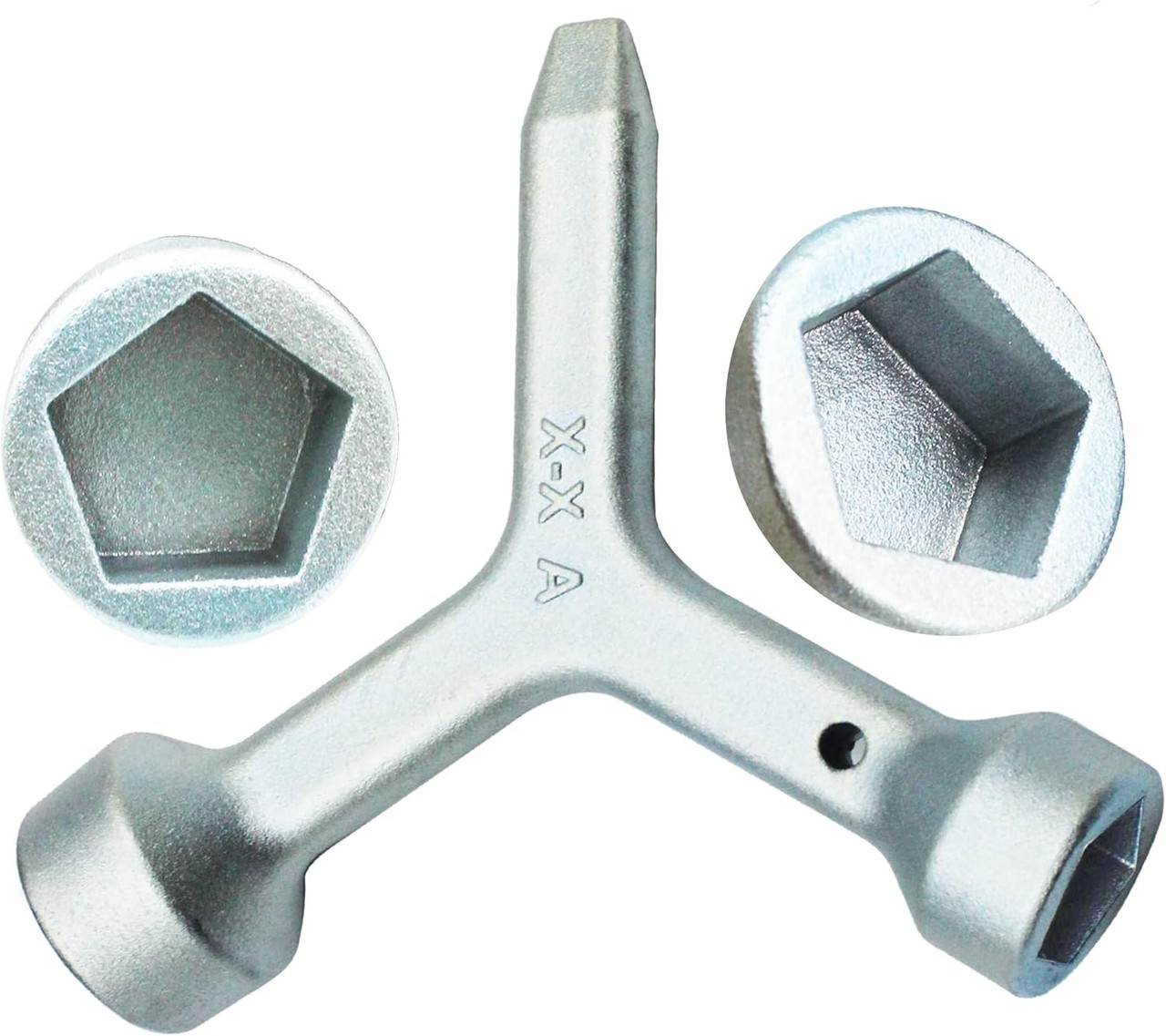 Meter Curb Box Key MKF2, Pentagonal Wrench for Water & Electric Meter Lids (Silver, 1 Pc)