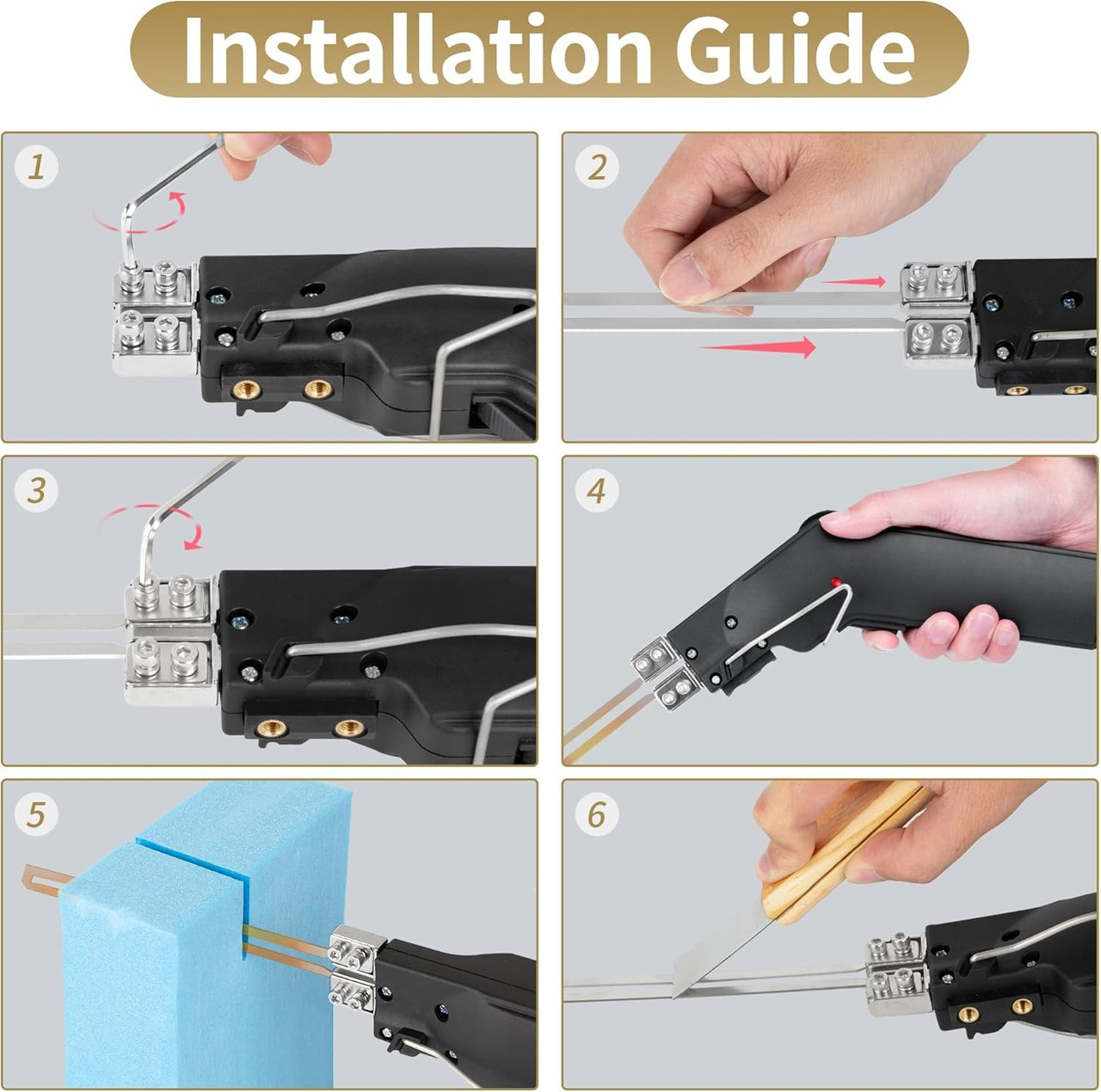 Hot Knife Foam Cutter, 190W Adjustable, 4 Blades + Safety Stand (KD‑5)