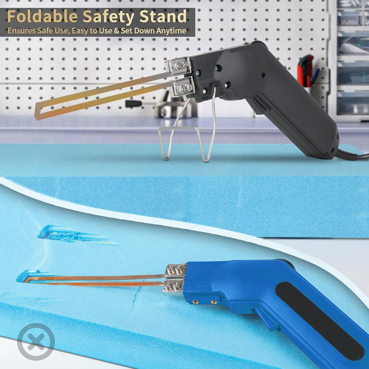 Hot Knife Foam Cutter, 190W Adjustable, 4 Blades + Safety Stand (KD-5)