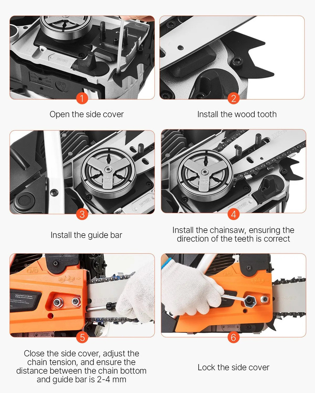 Gas Chainsaw, 62CC Engine, 20" Bar, 3.8HP Power