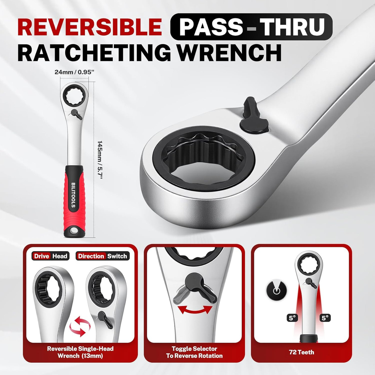 29PCS 1/4" Pass Through Socket Set, 3-In-1 Conversion for Standard Ratchet, Pass-Through Ratchet & Mini Screwdriver, Pass Thru Go Through Mechanics Tools Set For Hex, Square, E-Torx, Spline