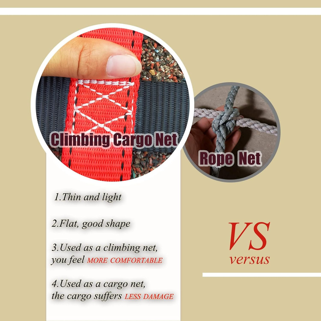 Red Polyester Climbing Cargo Net – 4×10 ft Heavy‑Duty Playground & Ninja Obstacle Accessory