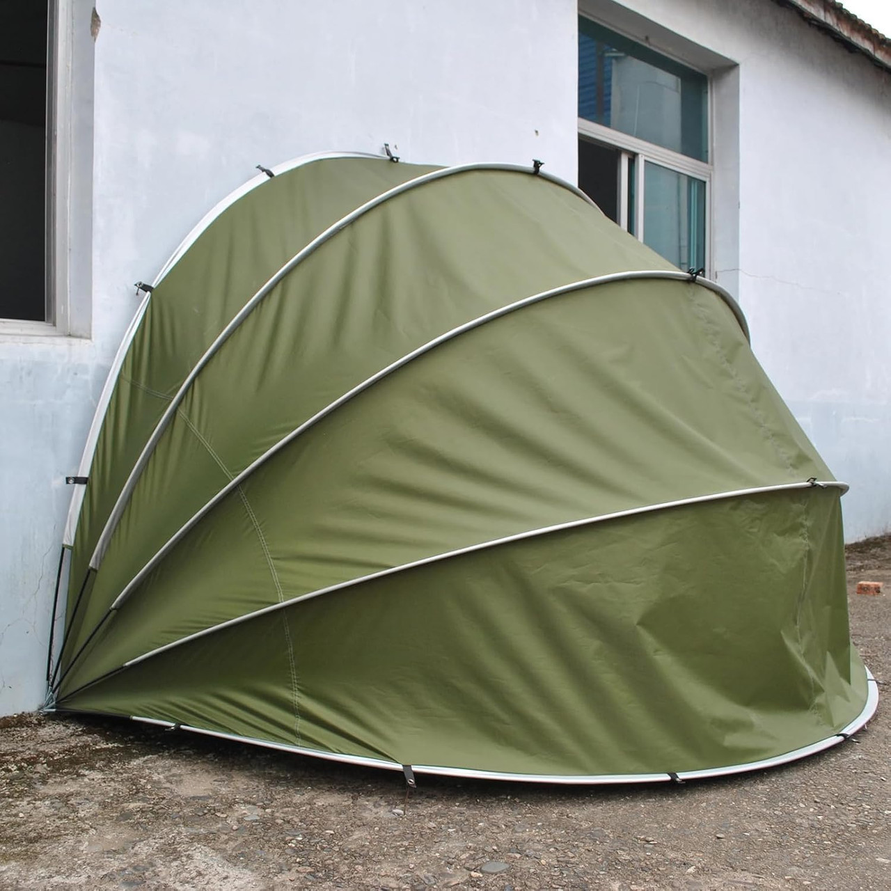 Portable Motorcycle Shed Tent - Waterproof Semispiral Shell Cover for Outdoor Bike Protection