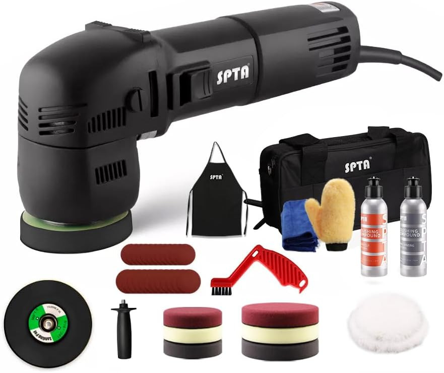 Mini Orbital Polisher - 3 Inch 10mm/780W Variable Speed Dual Action With Polishing Pads, Sanding Discs, Pad Conditioning Brush