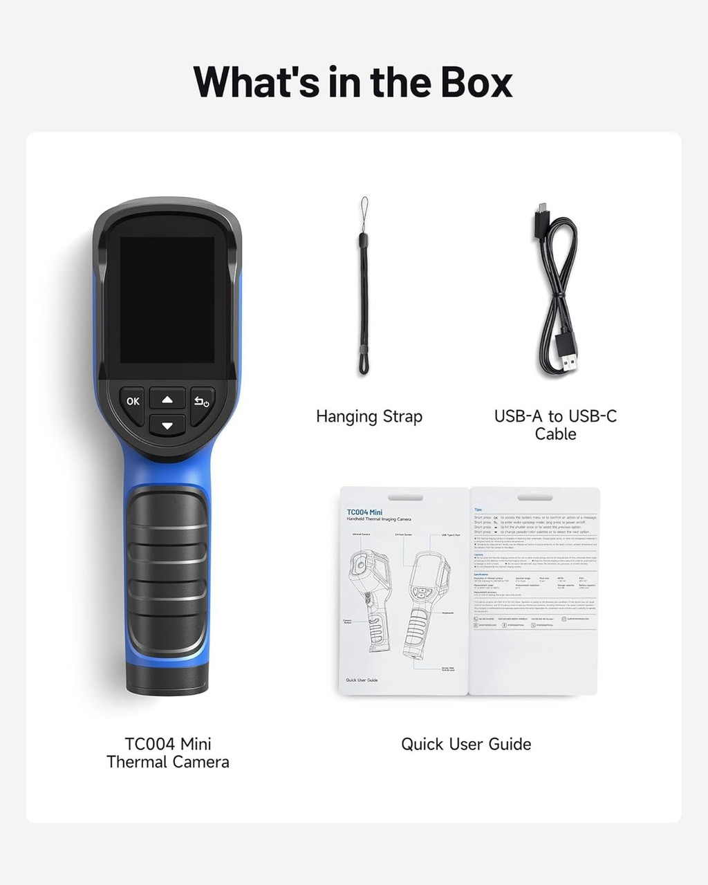 Mini Thermal Imaging Camera – TC004, 240×240 TISR Resolution, 15‑Hour Battery