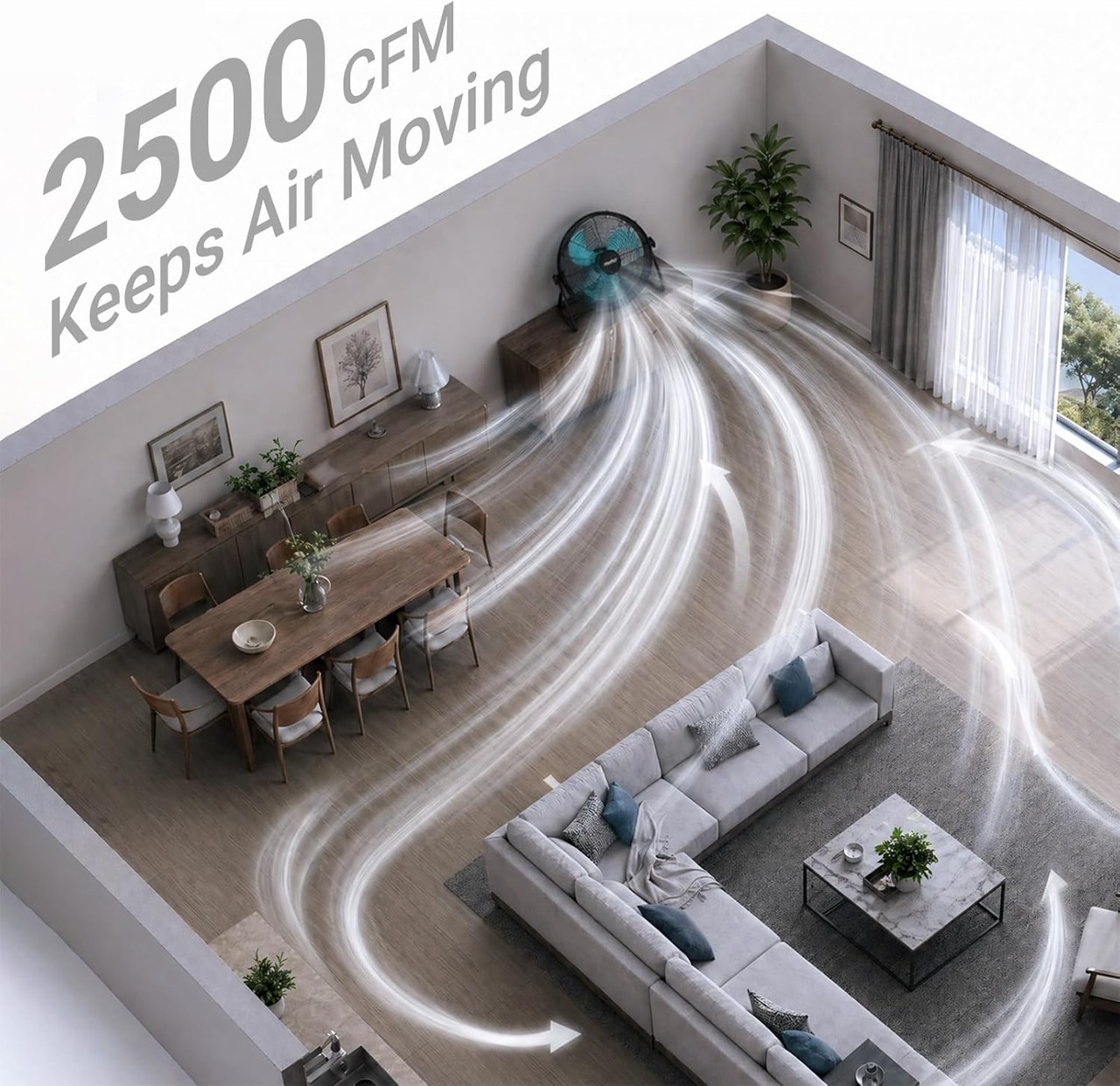 18" Brushless Cordless Floor Fan Compitable with Makita 18V Battery(Tool Only), 2500 CFM Quiet Industrial Fan with AC Adapter, 5 Speeds 360°Tilt Portable Metal Shop Fan for Garage Jobsite Camping