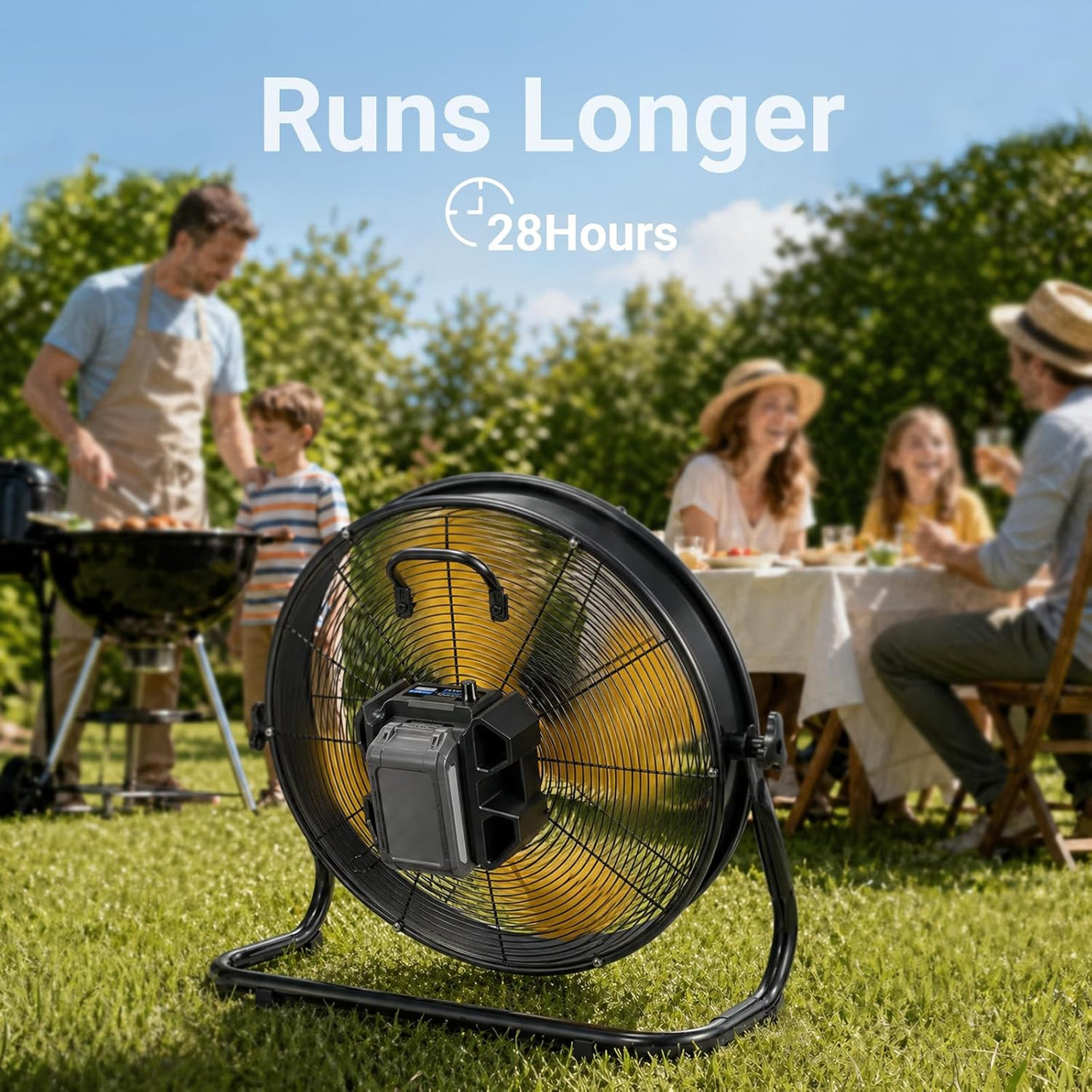18" Brushless Cordless Floor Fan Compatible with Dewalt 20V Max Battery(Tool Only), 2500 CFM Quiet Industrial Fan with AC Adapter, 5 Speeds 360°Tilt Portable Metal Shop Fan for Garage Jobsite Camping