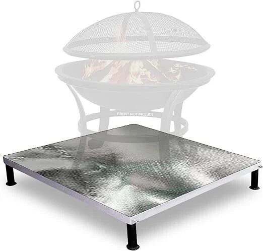 Deck Defender and Grass Guard Fire Pit Heat Shield-Steel 26"x26" Glass