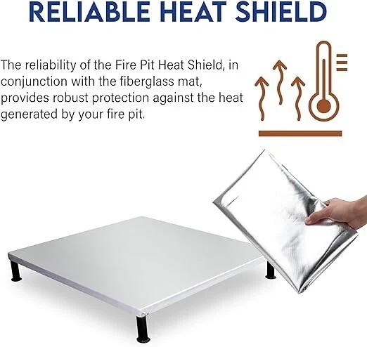 Deck Defender and Grass Guard Fire Pit Heat Shield-Steel 26"x26" Glass