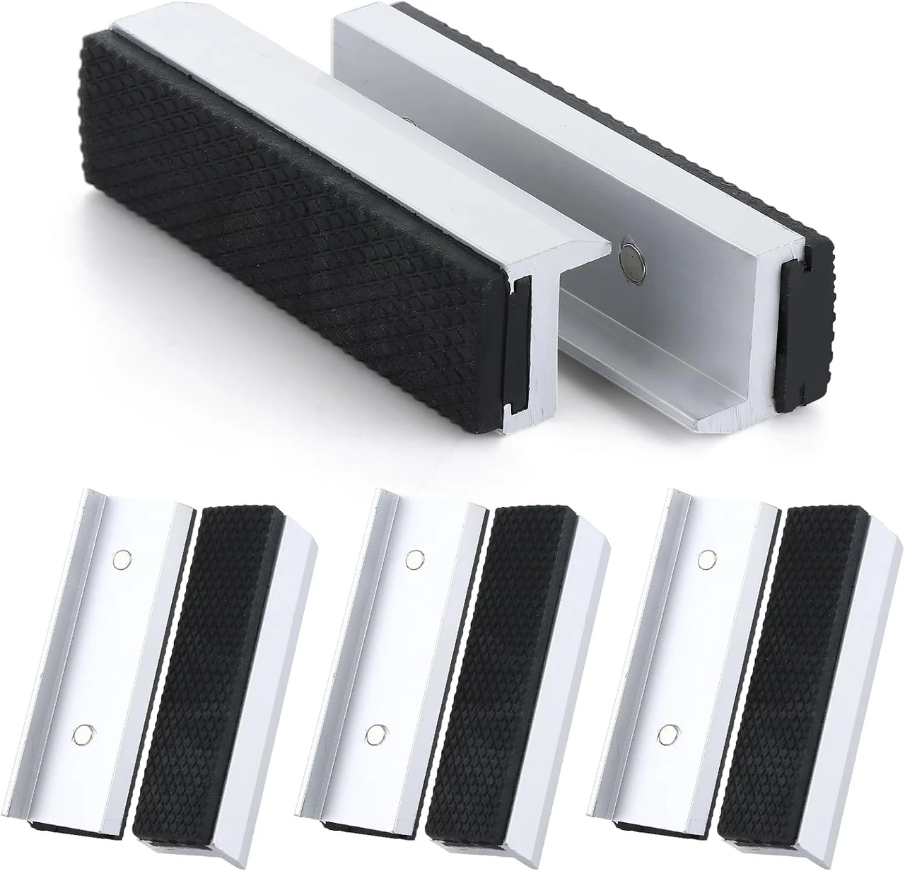 3‑Pair 4" Magnetic Vise Jaw Pads – Aluminum Soft Jaws (6‑Piece Set)