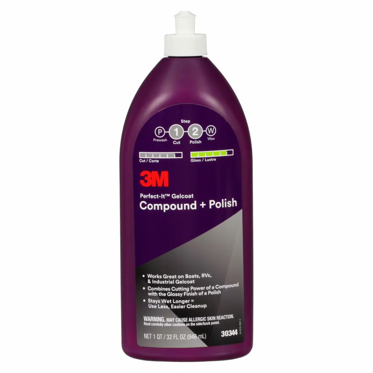 3M 30344 Perfect-It Gelcoat Compound Polish, 1 qt