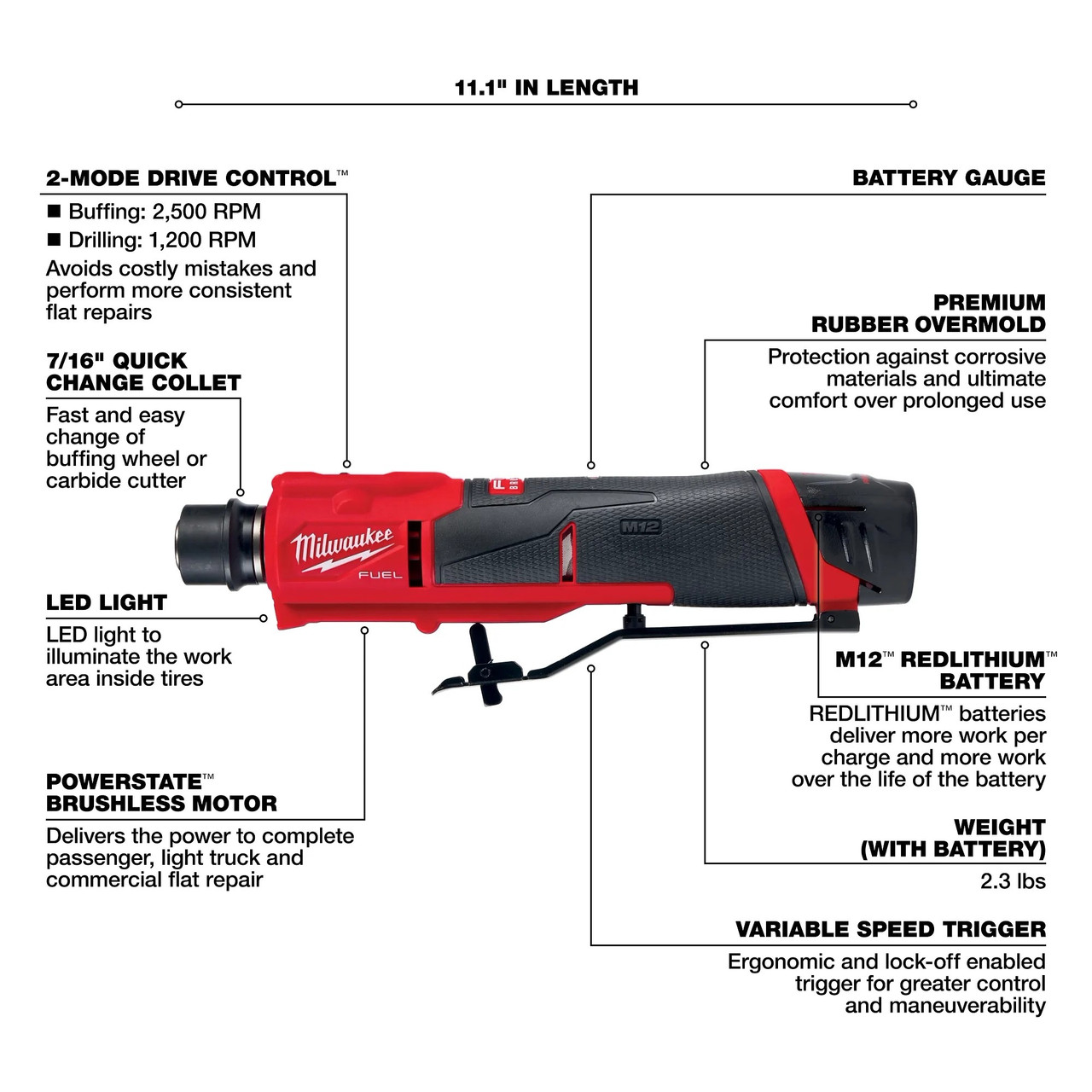 Milwaukee M12 FUEL™ Low Speed Tire Buffer Kit 2409-22
