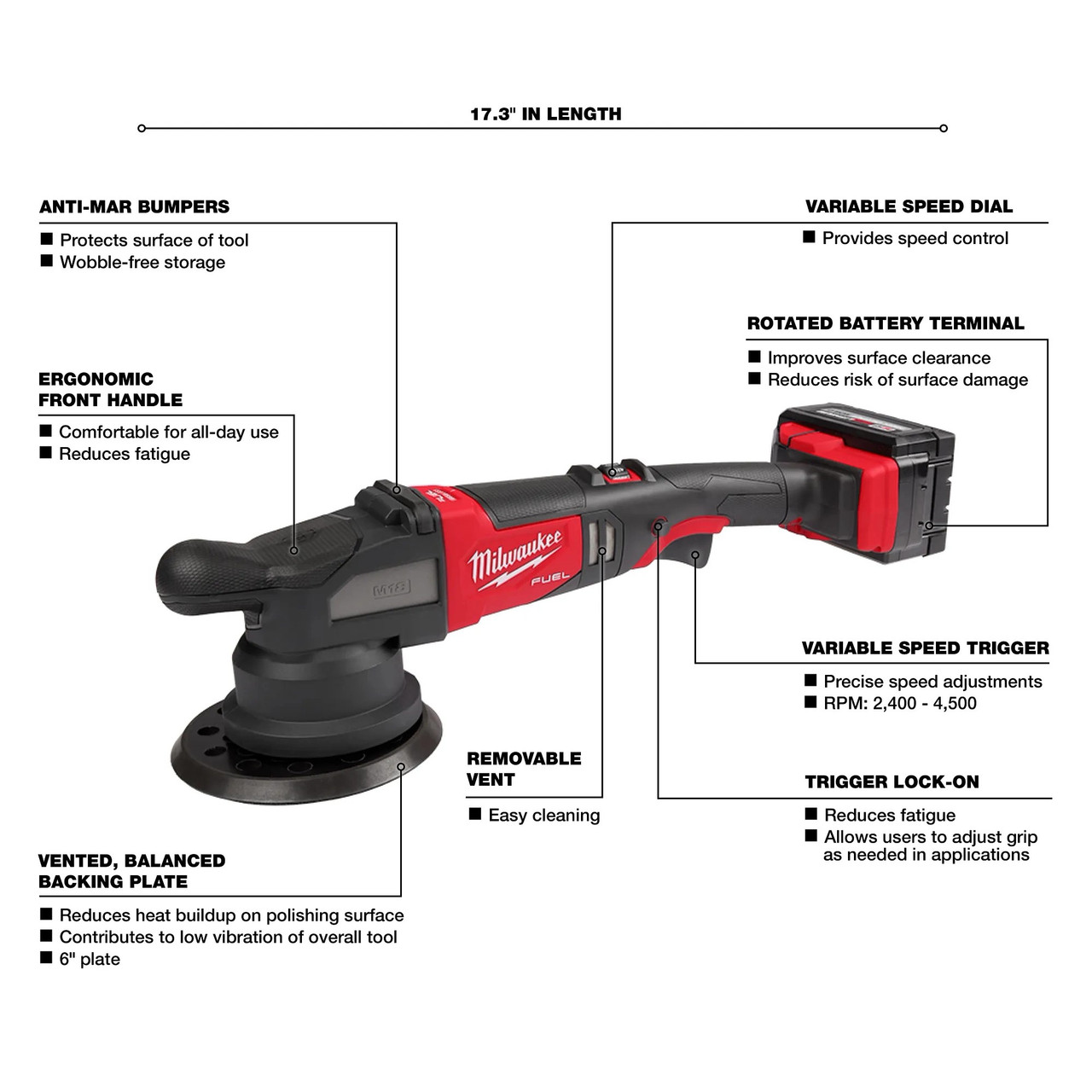 Milwaukee M18 FUEL™ 21mm Random Orbital Polisher Kit 2685-22HD