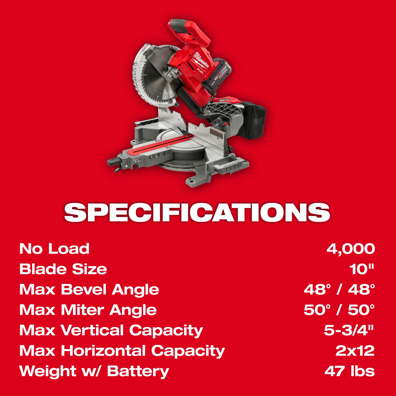 Milwaukee M18 FUEL™ 10” Dual Bevel Sliding Compound Miter Saw Kit 2734-21