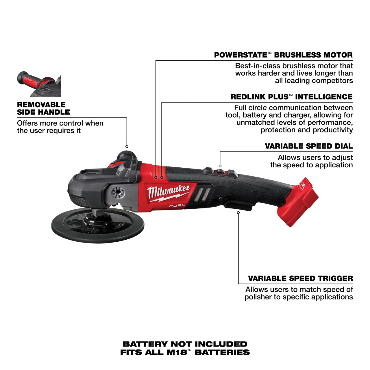 Milwaukee M18 FUEL™ 7” Variable Speed Polisher 2738-20