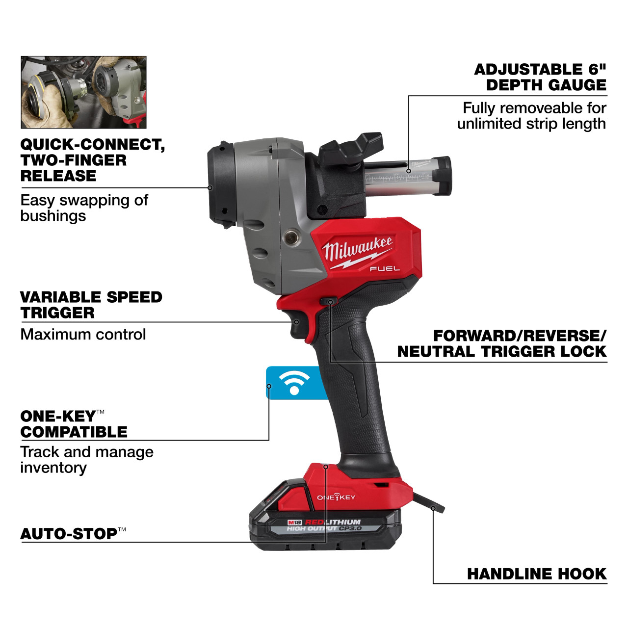 Milwaukee M18 FUEL™ Covered Conductor Cable Stripper Kit w/ Adjustable Bushings 2937-21