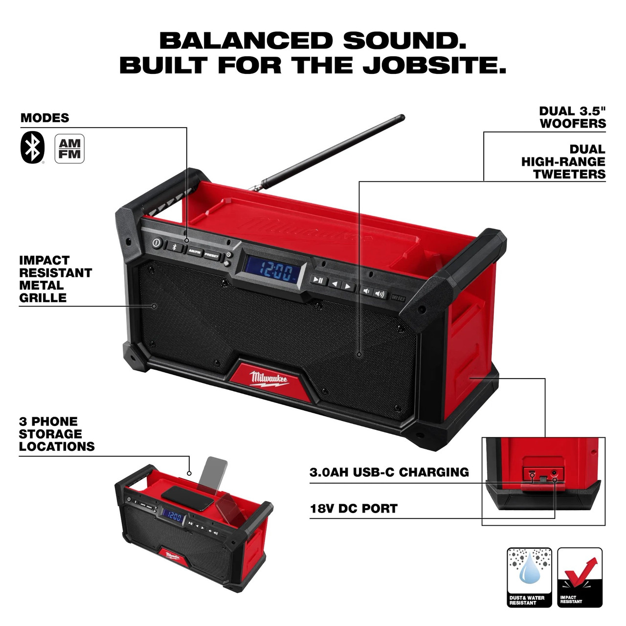 Milwaukee M18™ Bluetooth® Jobsite Radio 2952-20