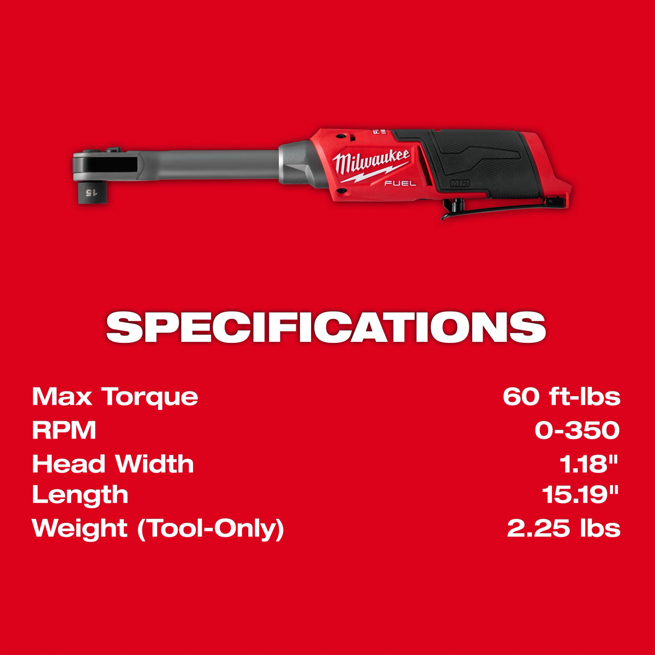 Milwaukee M12 FUEL™ INSIDER™ Extended Reach Box Ratchet 3050-20