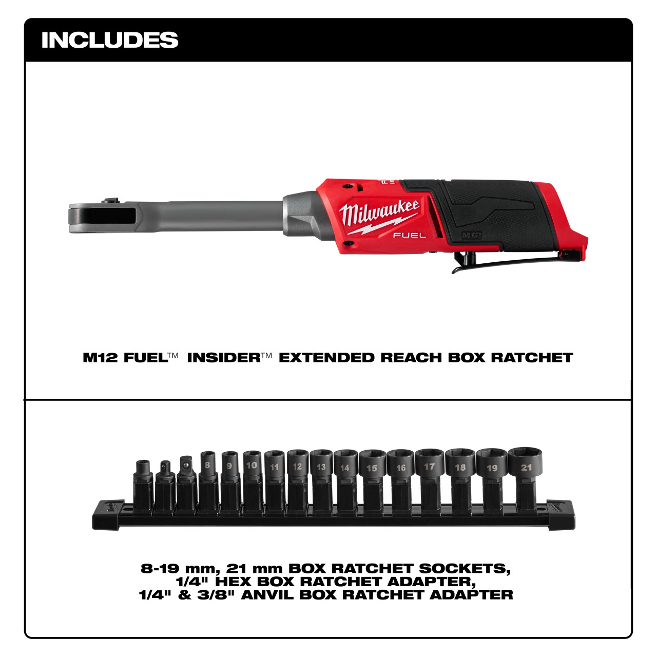 Milwaukee M12 FUEL™ INSIDER™ Extended Reach Box Ratchet 3050-20