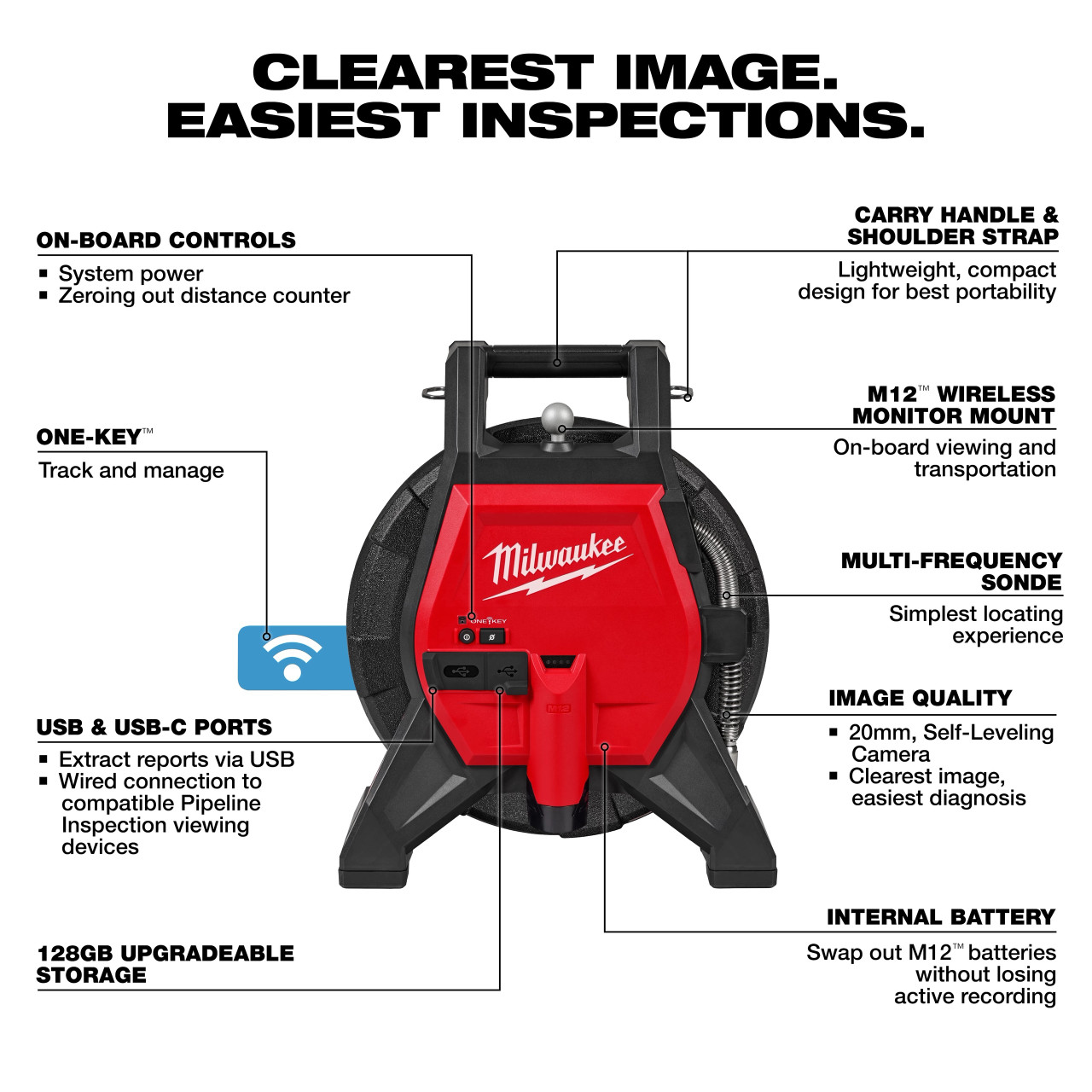 Milwaukee M12™ 85’ High Flex Compact Inspection Camera Kit 3318-22B