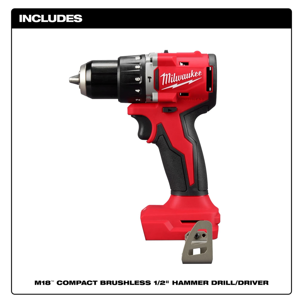 Milwaukee M18™ Compact Brushless 1/2" Hammer Drill/Driver 3602-20
