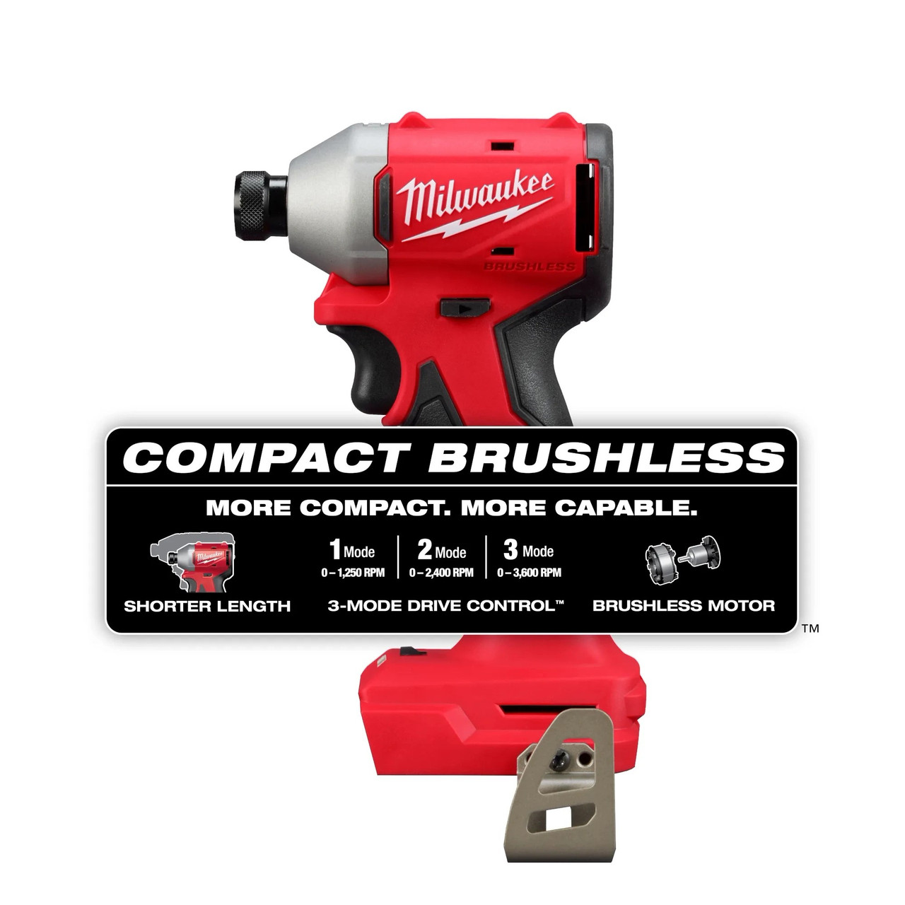 Milwaukee M18™ Compact Brushless 1/4" Hex 3-Speed Impact Driver 3651-20