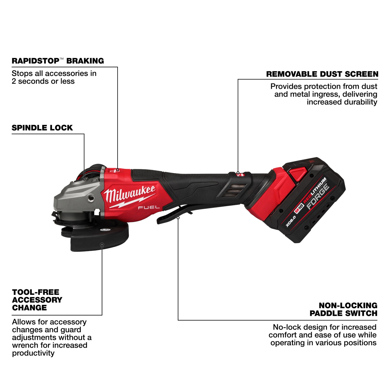 Milwaukee M18 FUEL™ 4-1/2"-6" Braking Grinder, Paddle Switch Kit 3670-22