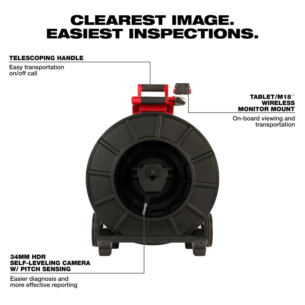 Milwaukee 200’ Stiff Modular Pipeline Inspection Reel 3974-20