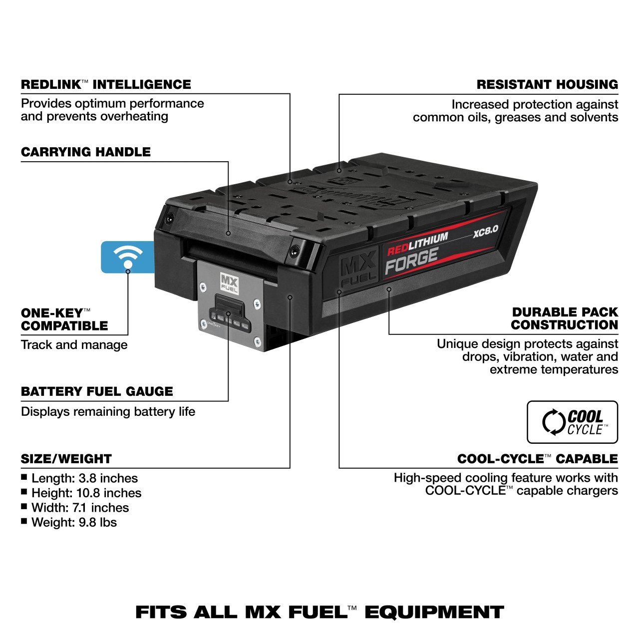 Milwaukee MX FUEL™ REDLITHIUM™ FORGE™ XC8.0 Battery Pack MXFXC608
