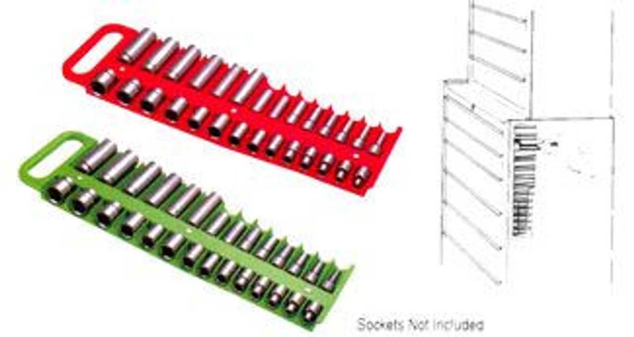 3/8 in  Magnetic Socket Holder Tray (RED)