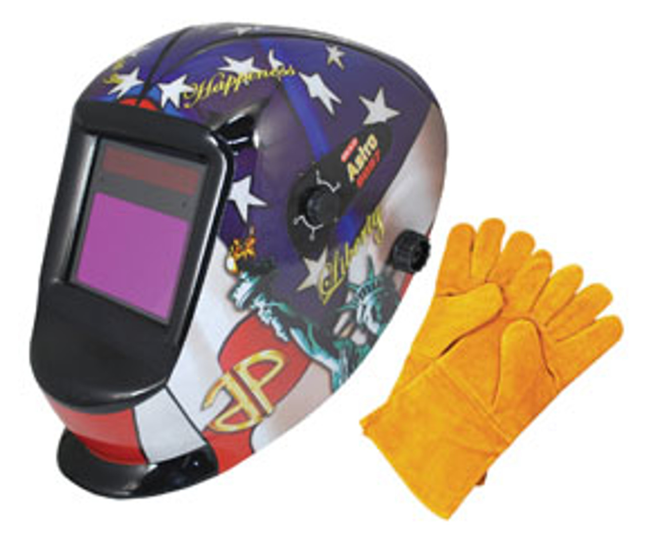 Large Viewing Area Auto-Darkening Solar Welding Helmet & Welding Gloves