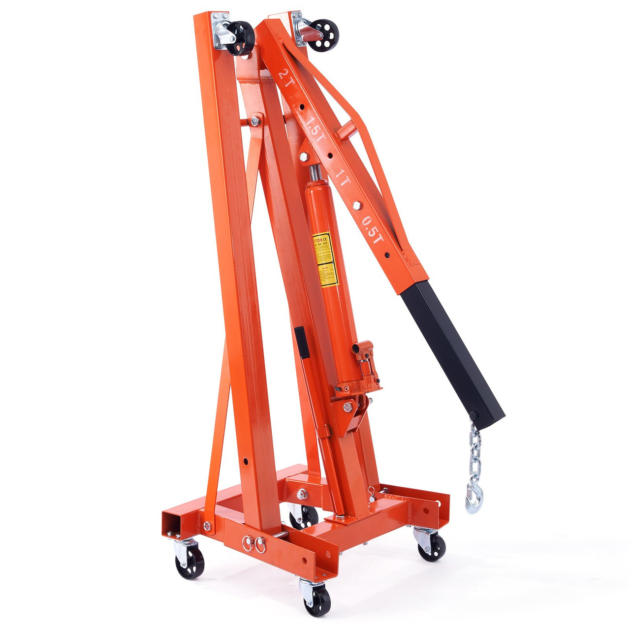Hydraulic Engine Hoist with Lever, 2 Ton / 4400 LBS – Heavy‑Duty Cherry Picker Shop Crane with Foldable Frame and 1500 LB Engine Leveler