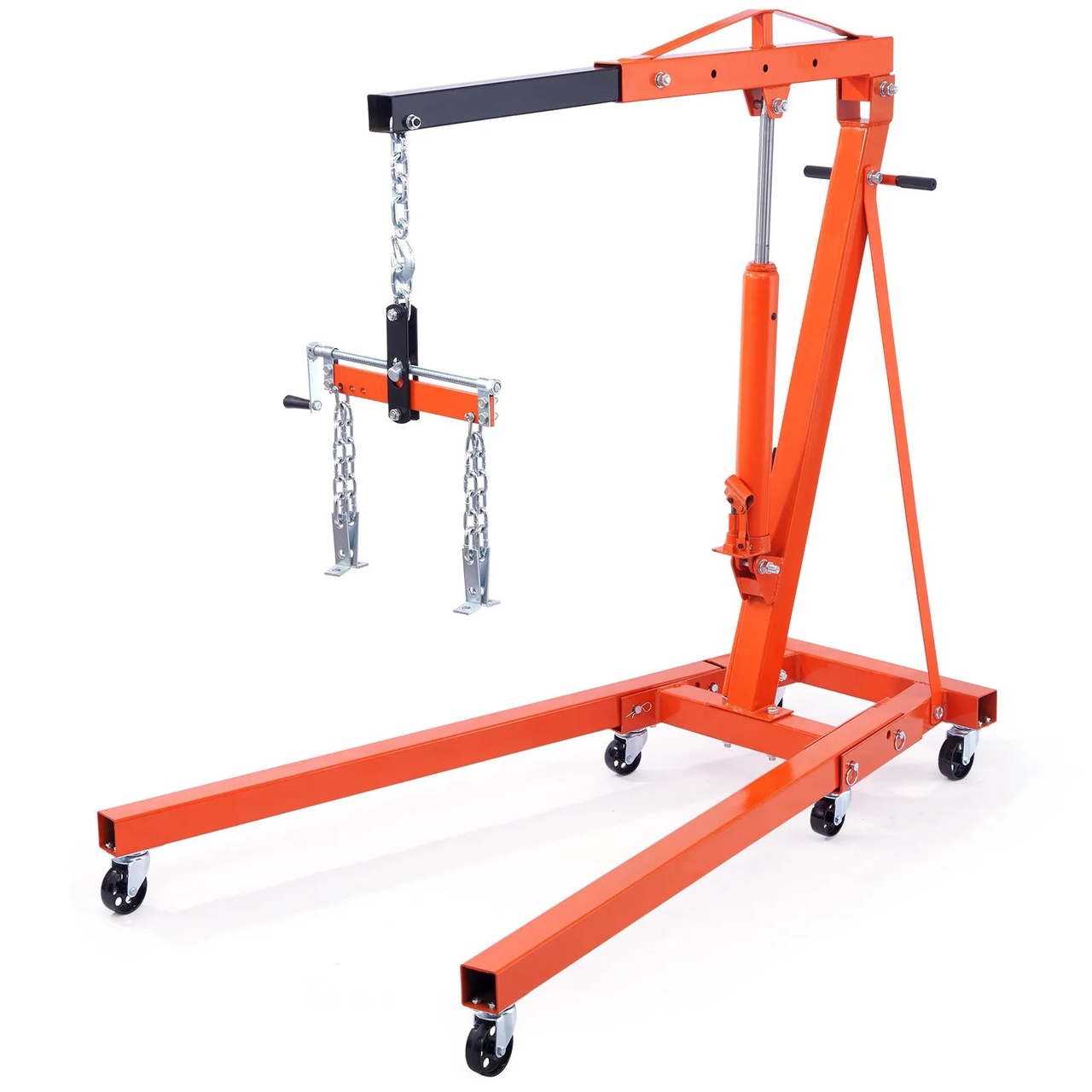 Hydraulic Engine Hoist with Lever, 2 Ton / 4400 LBS – Heavy‑Duty Cherry Picker Shop Crane with Foldable Frame and 1500 LB Engine Leveler