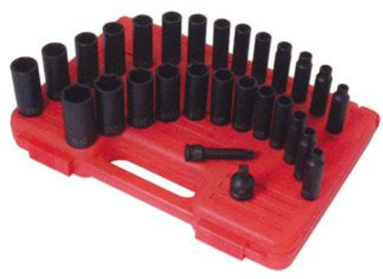 28pc 3/8 in dr. Master Deep Impact Socket Set (SAE and Metric)