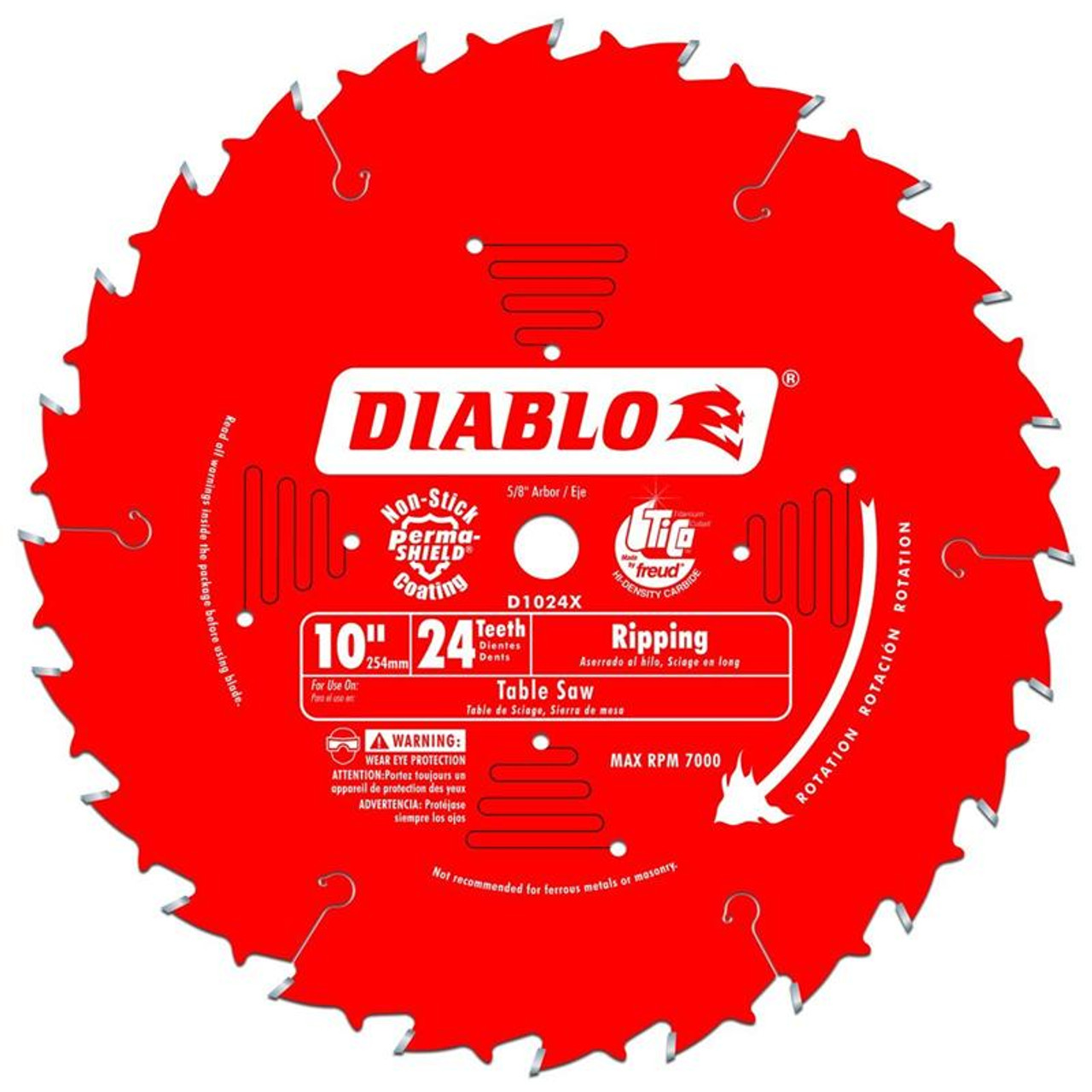 Freud Diablo 10-Inch 24-Tooth ATB Ripping Saw Blade D1024X