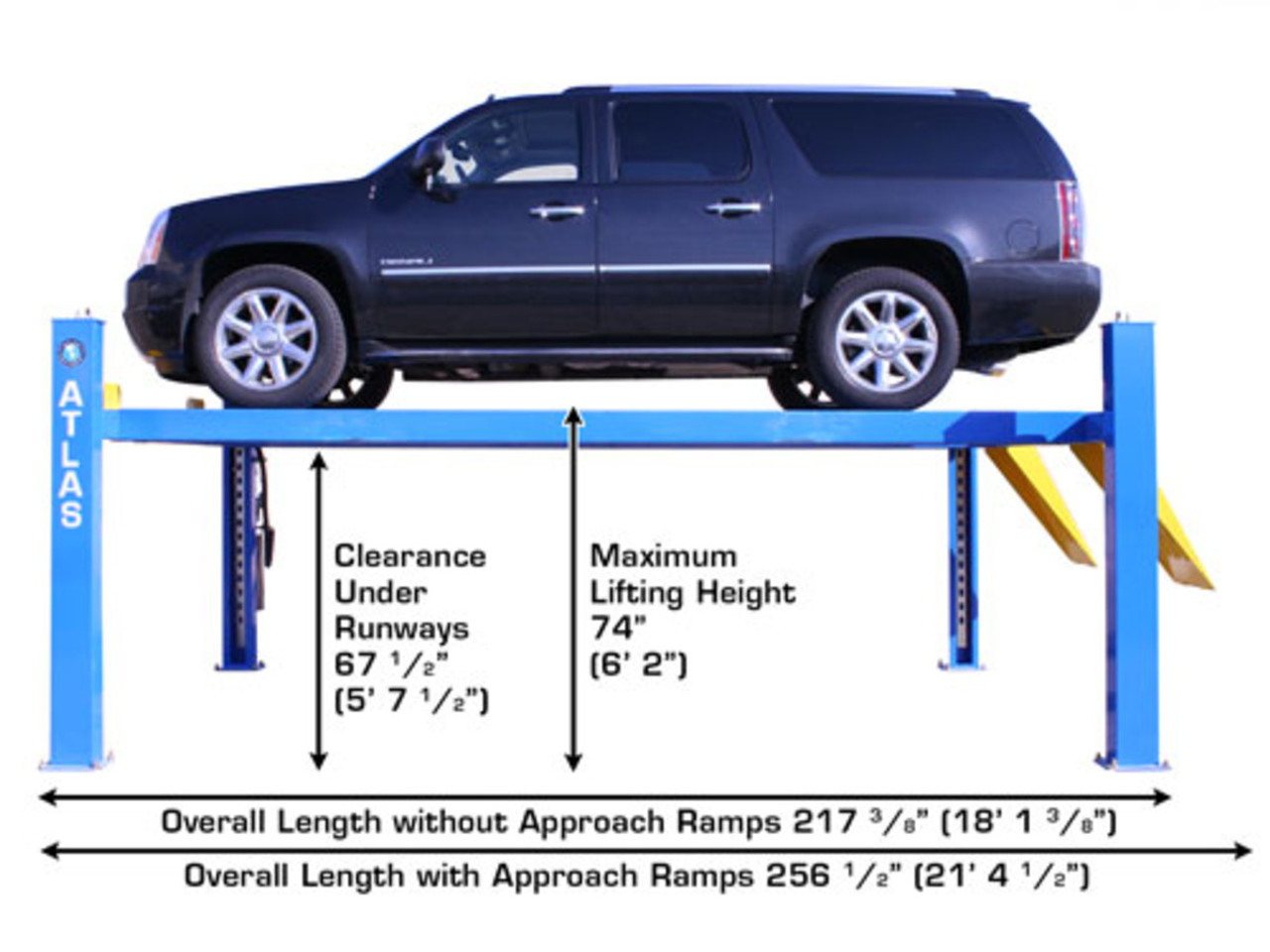 14,000 lb. Capacity Commercial Grade 4-Post Lift, 220 Volt, Ladder Lock