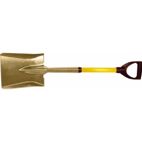 NON-SPARK D HANDLE SQUARE POINT SHOVEL W/FIBERGLASS HANDLE